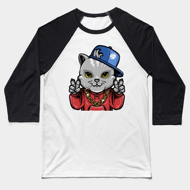 Gangsta Cat - Catsondrugs.com - catlover cats catsofinstagram catstagram catlife instagram instacat catoftheday catlovers meow kitten kitty kittens pet pets cute love catlove catloversclub Baseball T-Shirt by catsondrugs.com